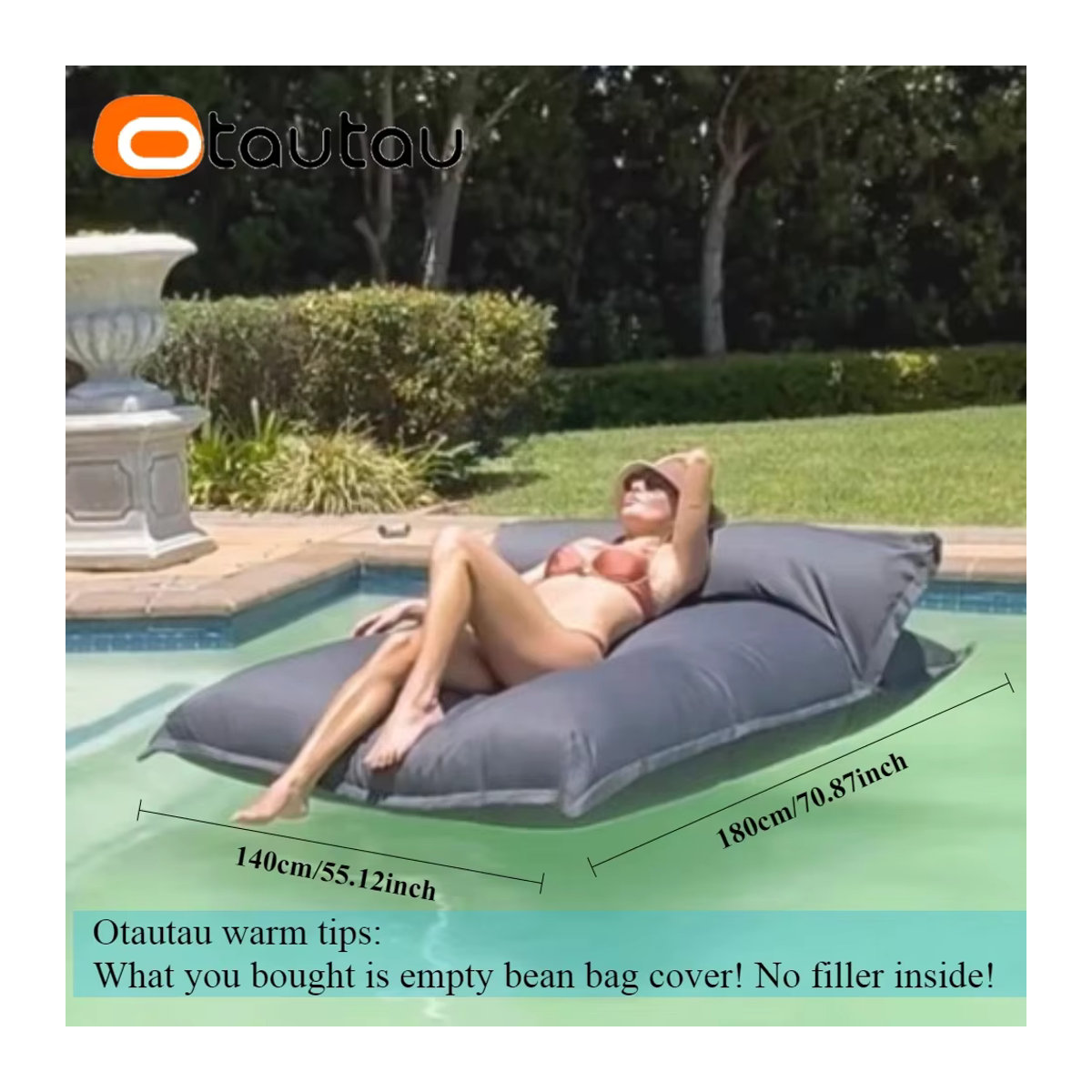 OTAUTAU Outdoor Swimming Pool Floating Bean Bag Cover Pillowsac DD203, Farbe: Lavender, B/T/H: 180 x 140 x 0 cm - Bild 3