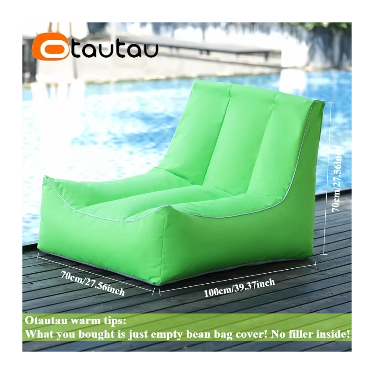 OTAUTAU Schwimmender Sitzsackbezug für Außenschwimmbäder SF473, Schwarz - Bild 2