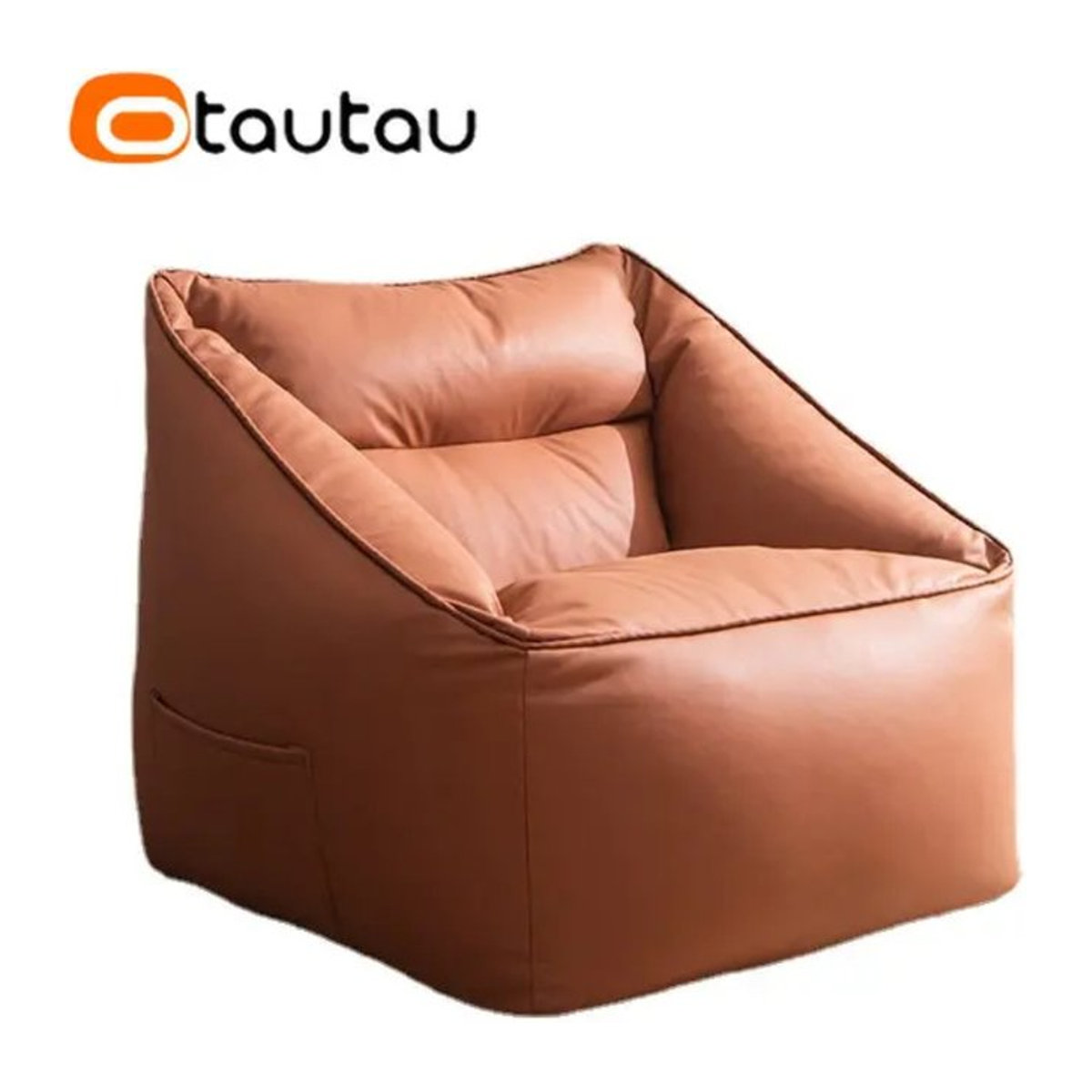 Otautau Sitzsack Abdeckung aus Kunstleder für Erwachsene in Orange - Bild 1