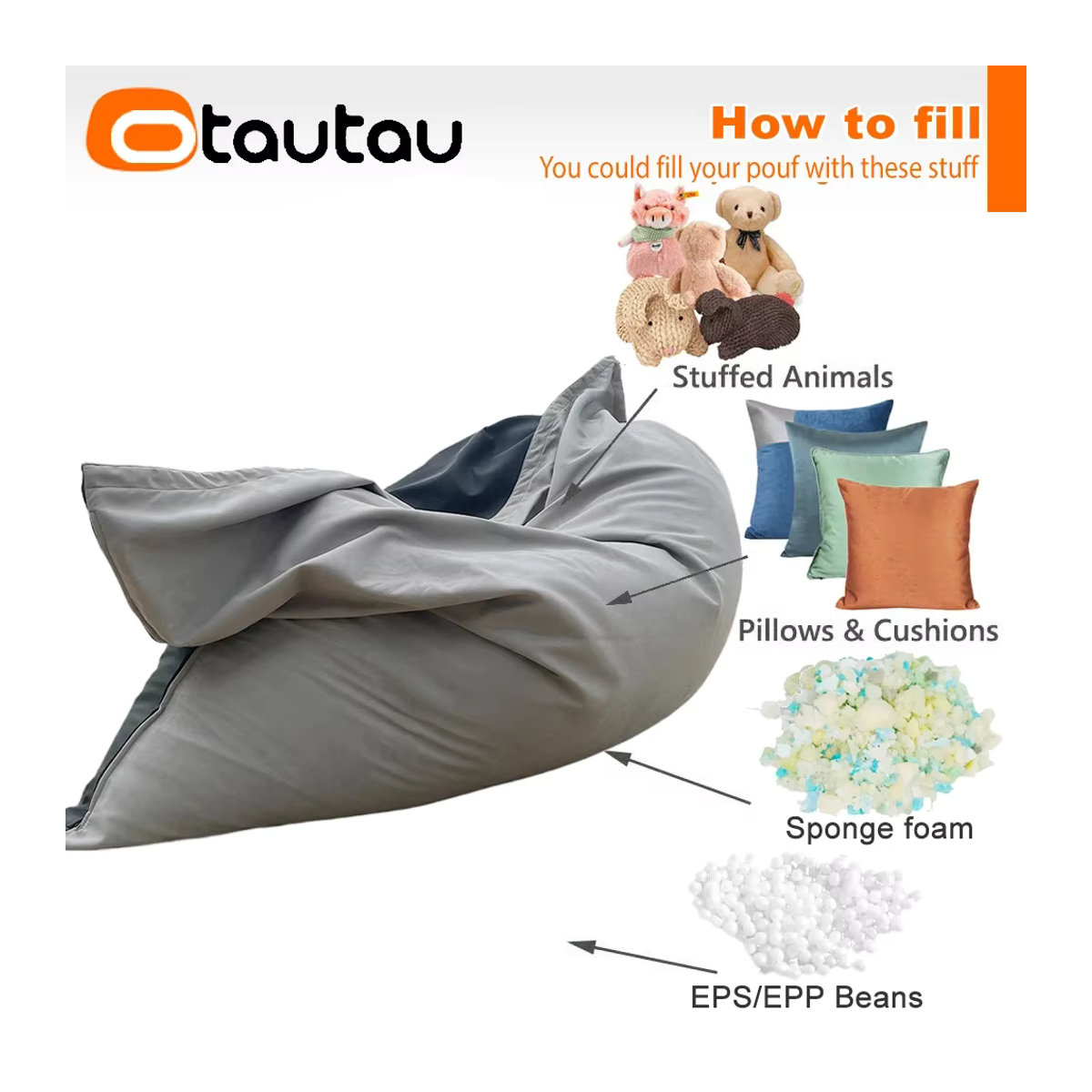 Otautau Sitzsack Abdeckung aus weichem Wildleder-Imitat für Home und Outdoor, B: 180 cm, T: 140 cm, ohne Füllung - Bild 3