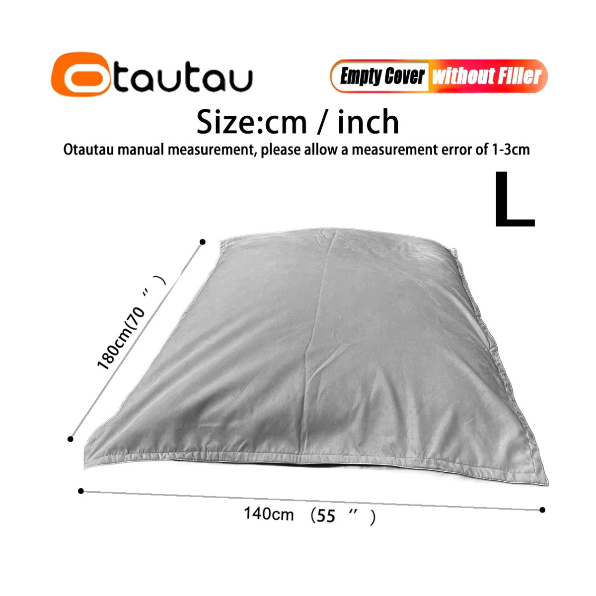 Otautau Sitzsack Abdeckung aus weichem Wildleder-Imitat für Home und Outdoor, B: 180 cm, T: 140 cm, ohne Füllung - Bild 5