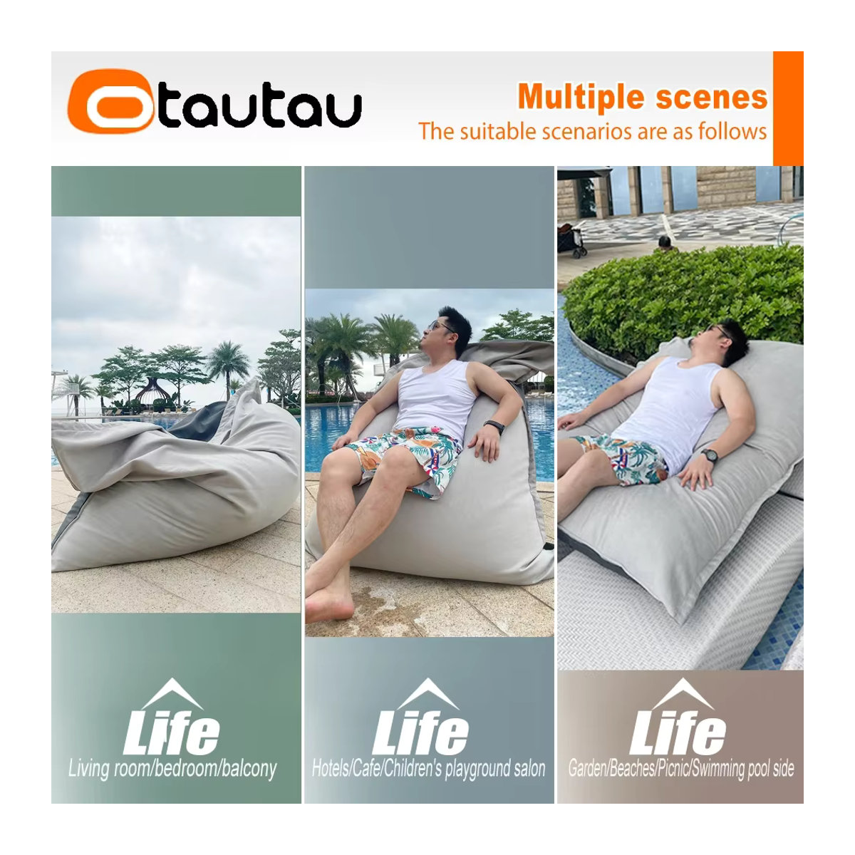 Otautau Sitzsack Abdeckung aus weichem Wildleder-Imitat für Home und Outdoor, B: 180 cm, T: 140 cm, ohne Füllung - Bild 6