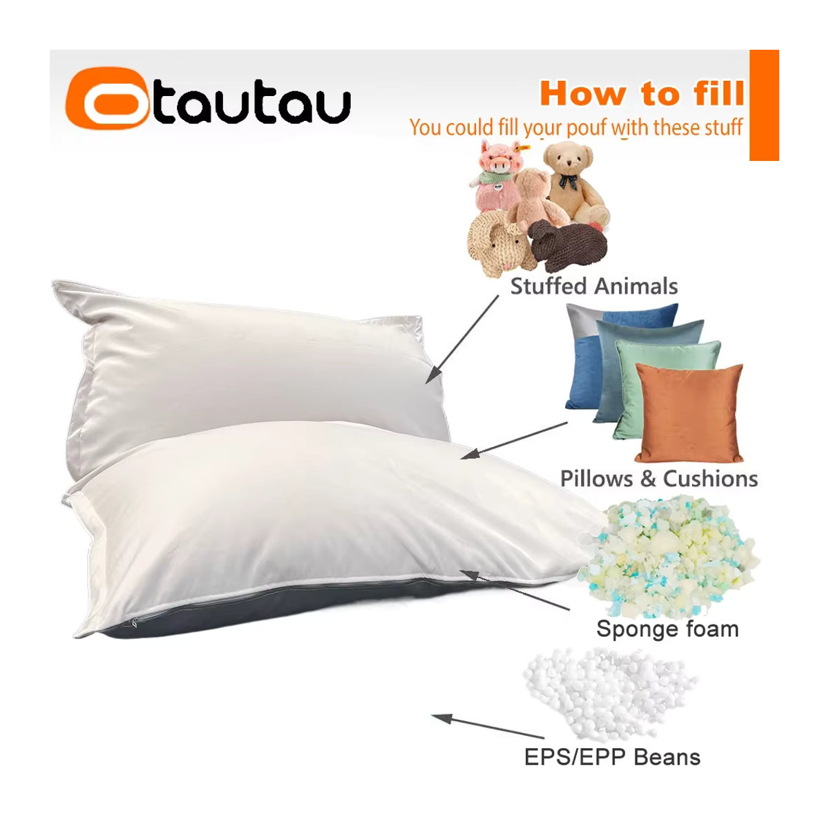 Otautau Sitzsack Abdeckung aus weicher Baumwolle und Leinen in Beige, B: 180 cm, T: 140 cm - Bild 3
