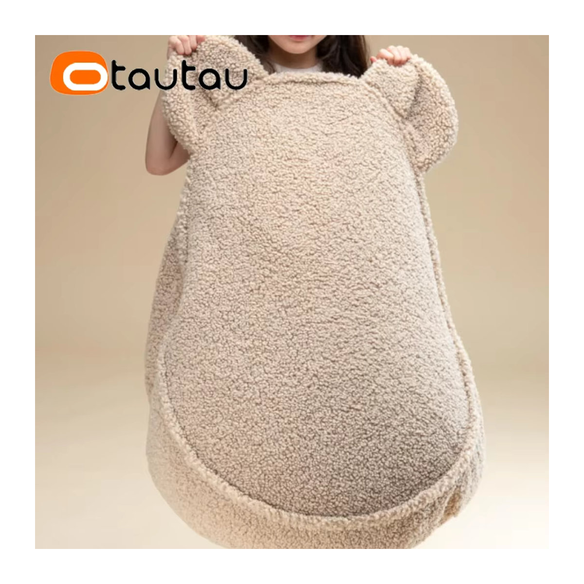 Otautau Sitzsack Abdeckung für Kinder aus weichem Kunst-Kaschmir-Fleece in Beige ohne Füllung - Bild 3