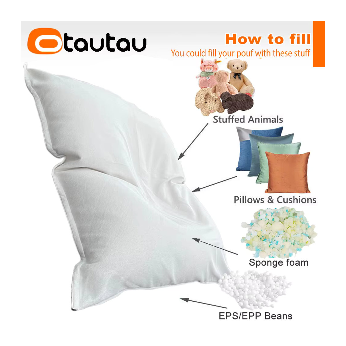 Otautau Sitzsack Abdeckung mit Innenfutter in Beige, B: 180 cm, T: 140 cm - Bild 3