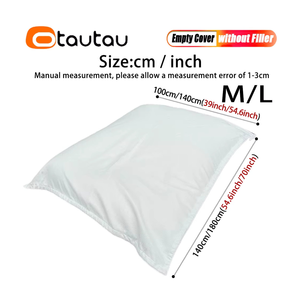 Otautau Sitzsack Abdeckung mit Innenfutter in Beige, B: 180 cm, T: 140 cm - Bild 5