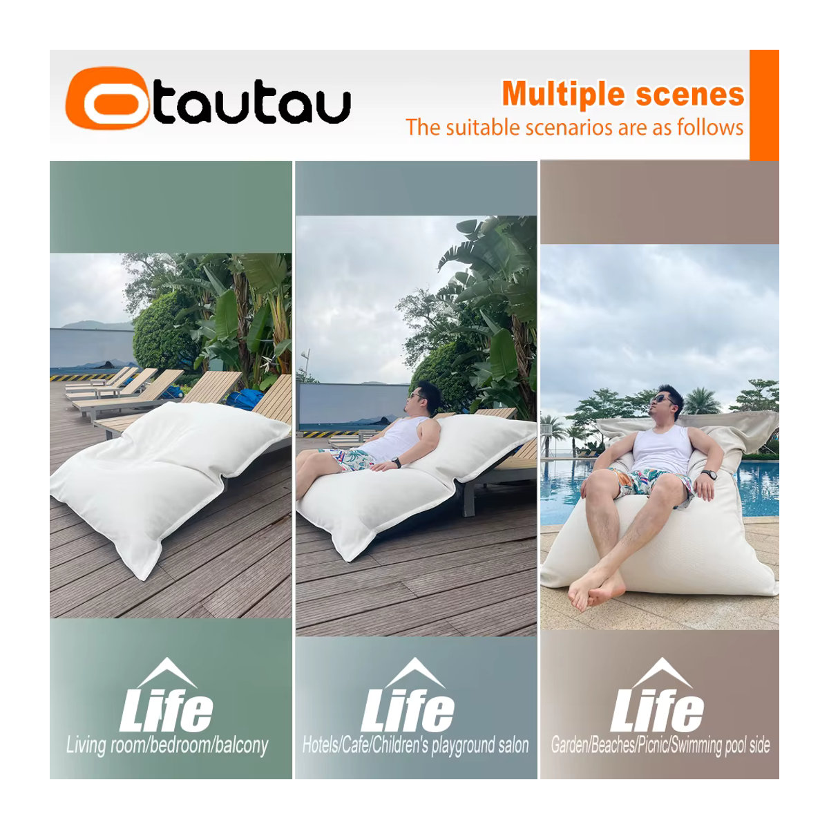 Otautau Sitzsack Abdeckung mit Innenfutter in Beige, B: 180 cm, T: 140 cm - Bild 6