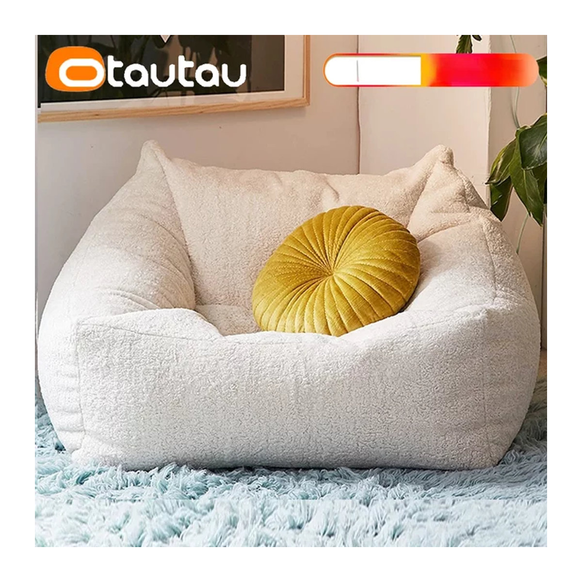 Otautau Sitzsack für Erwachsene aus Faux Kaschmir Fleece, gefüllt, Farbe: Weiß - Bild 1