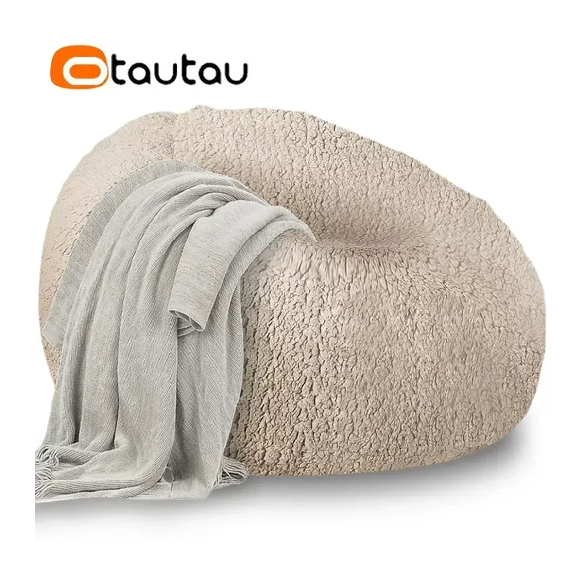 OTAUTAU Sitzsack-Pouf-Abdeckung DD007 in Gelb und Beige - Bild 1