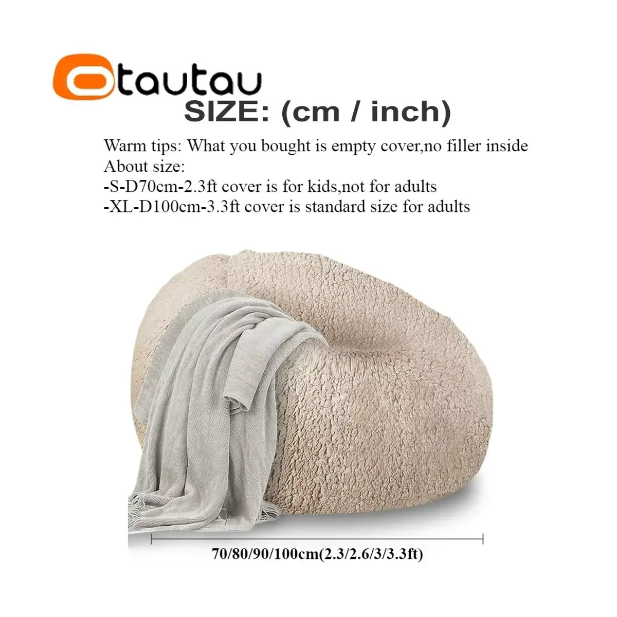 OTAUTAU Sitzsack-Pouf-Abdeckung DD007 in Gelb und Beige - Bild 4