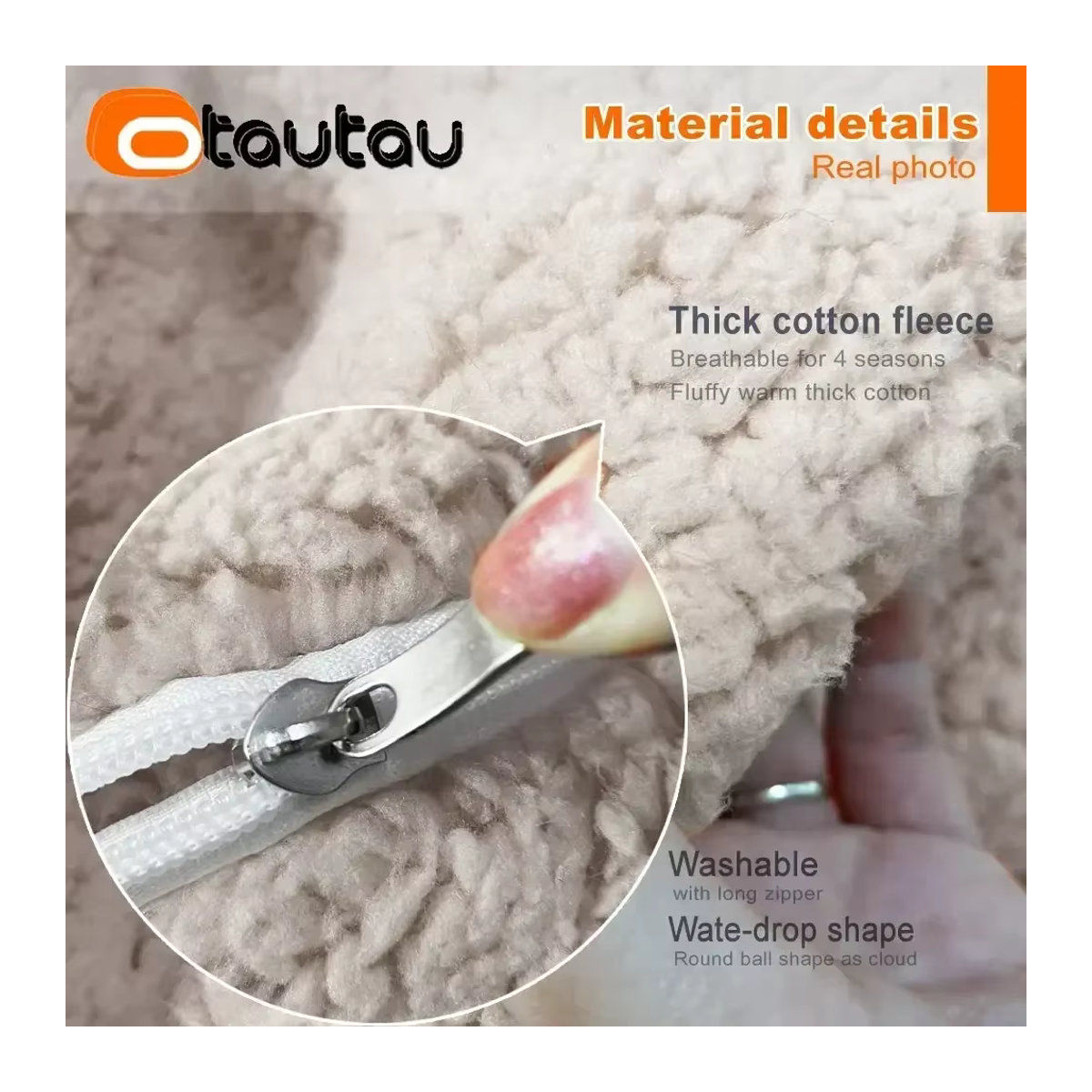 OTAUTAU Sitzsack-Pouf-Abdeckung DD007 in Gelb und Beige - Bild 5