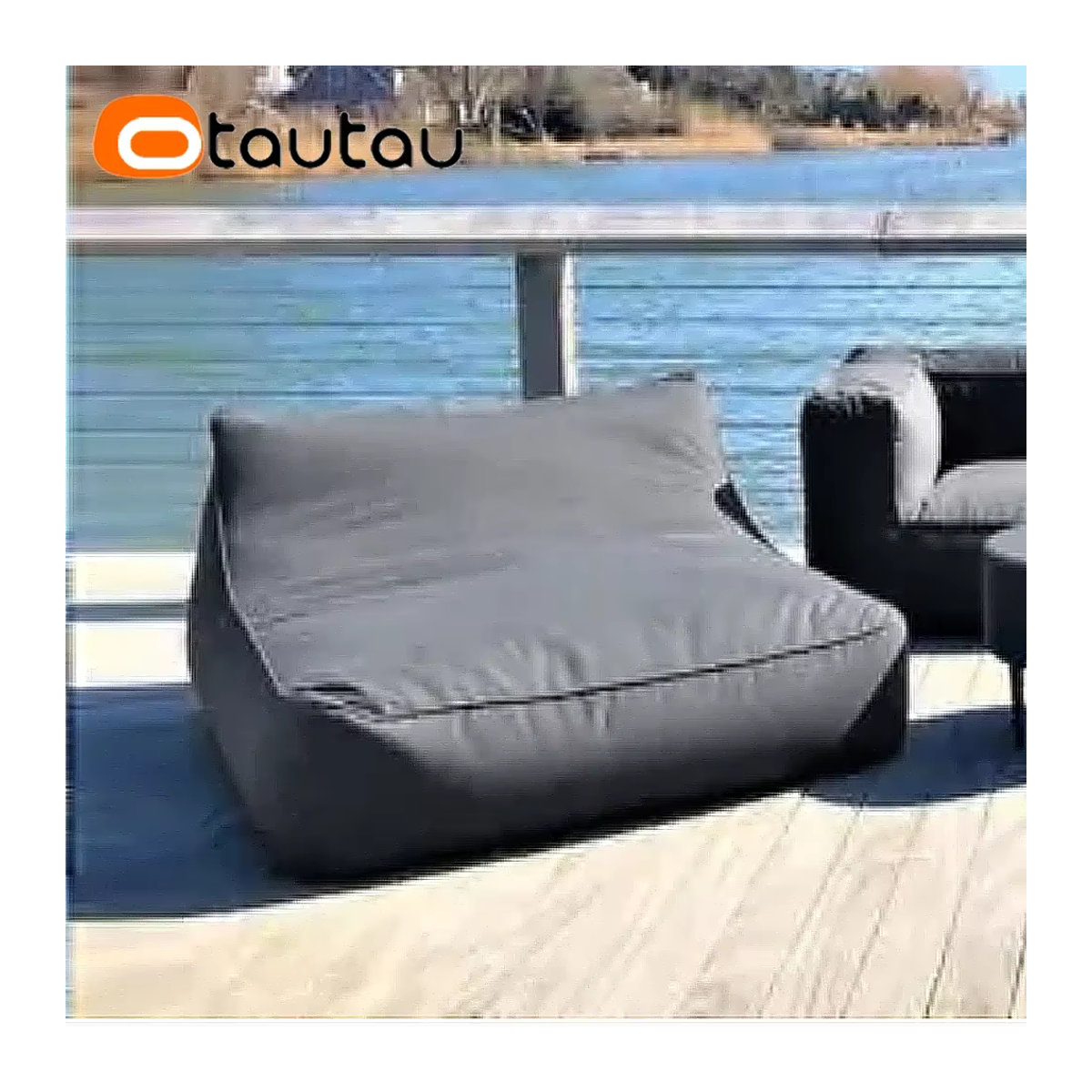 OTAUTAU Sitzsackbezug aus Baumwollleinen wasserdicht für Outdoor und Indoor, Farbe: Dunkelgrau, Modell SF481 - Bild 4
