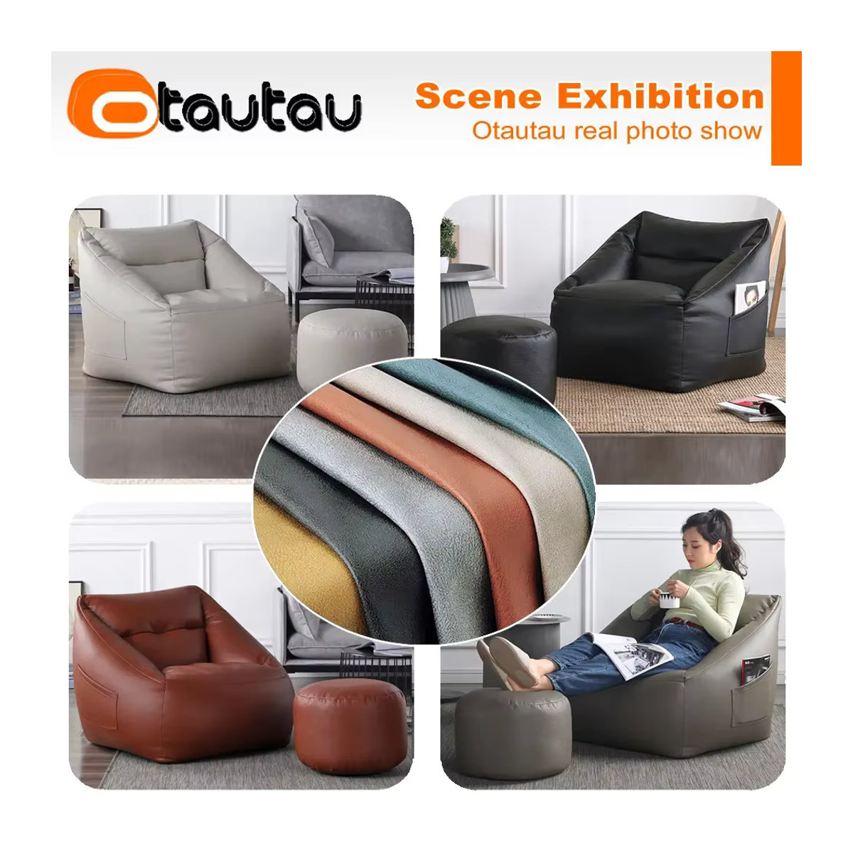 OTAUTAU Sitzsackbezug aus Kunstleder für Erwachsene, Ersatzbezug für Sitzsack, Pouf oder Ottomane, Modell SF054 - Bild 5