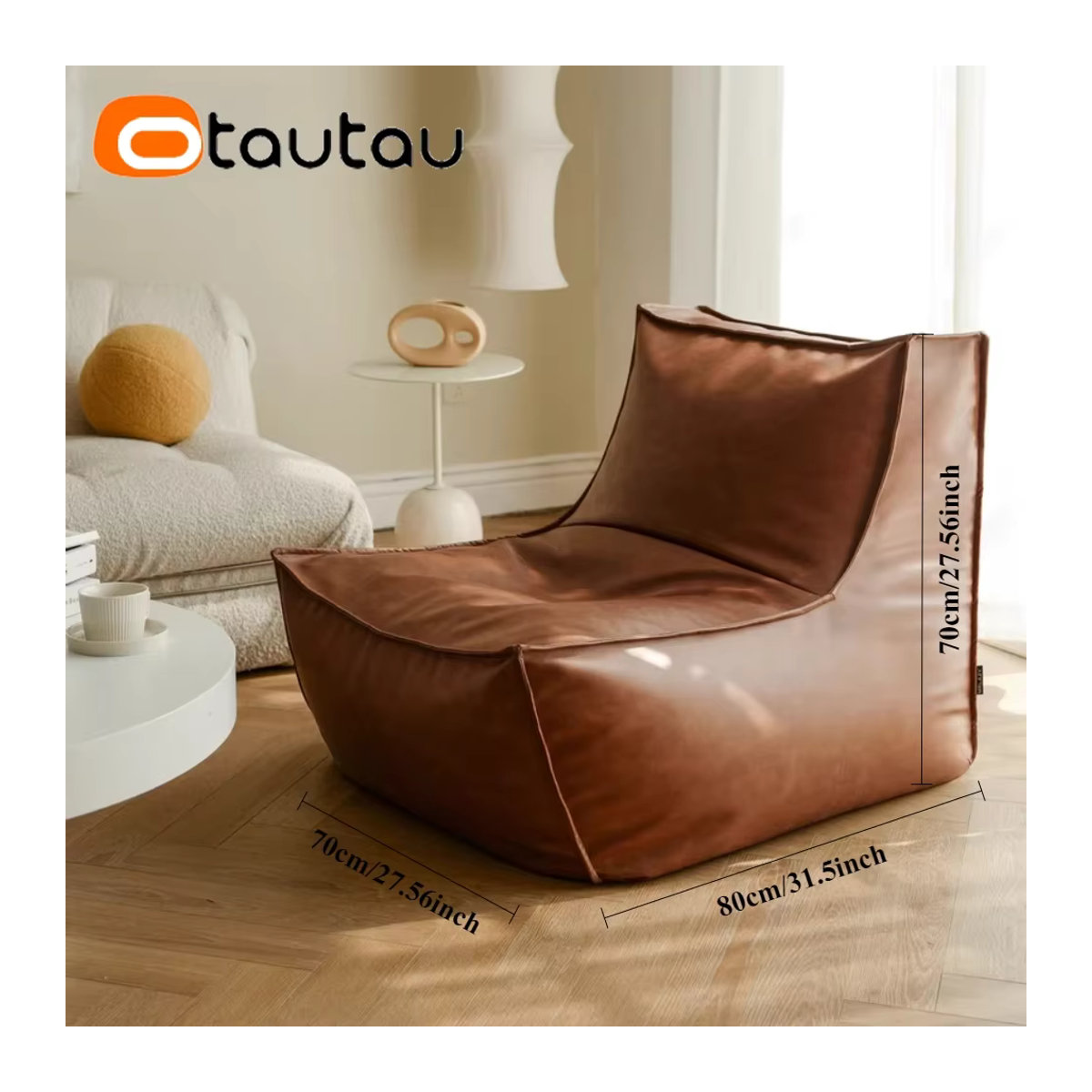 OTAUTAU Sitzsackbezug aus Kunstleder in Beige White - Bild 4