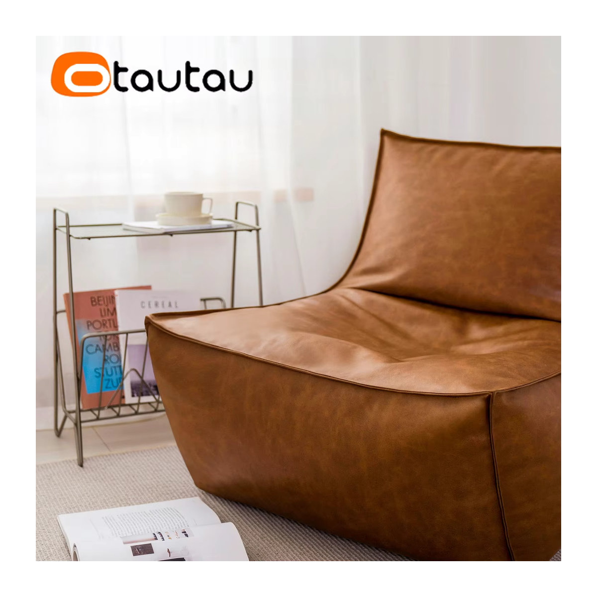 OTAUTAU Sitzsackbezug aus Kunstleder in Beige White - Bild 5