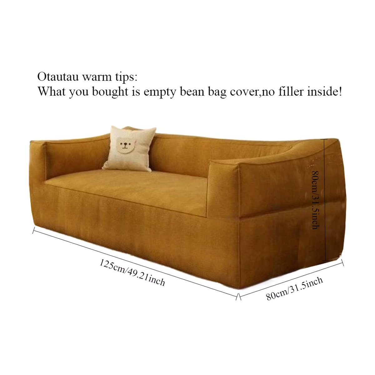 OTAUTAU Sitzsackbezug für 1–2 Personen aus Cord in Light Brown - Bild 4