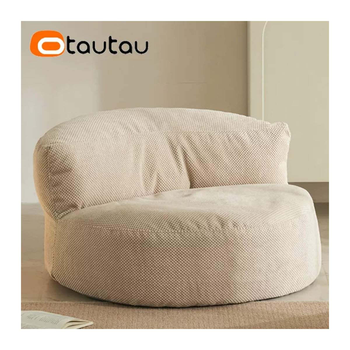 Otautau Waffel Sitzsack Abdeckung mit Fußstütze in Grau oder Beige ohne Füllung - Bild 1