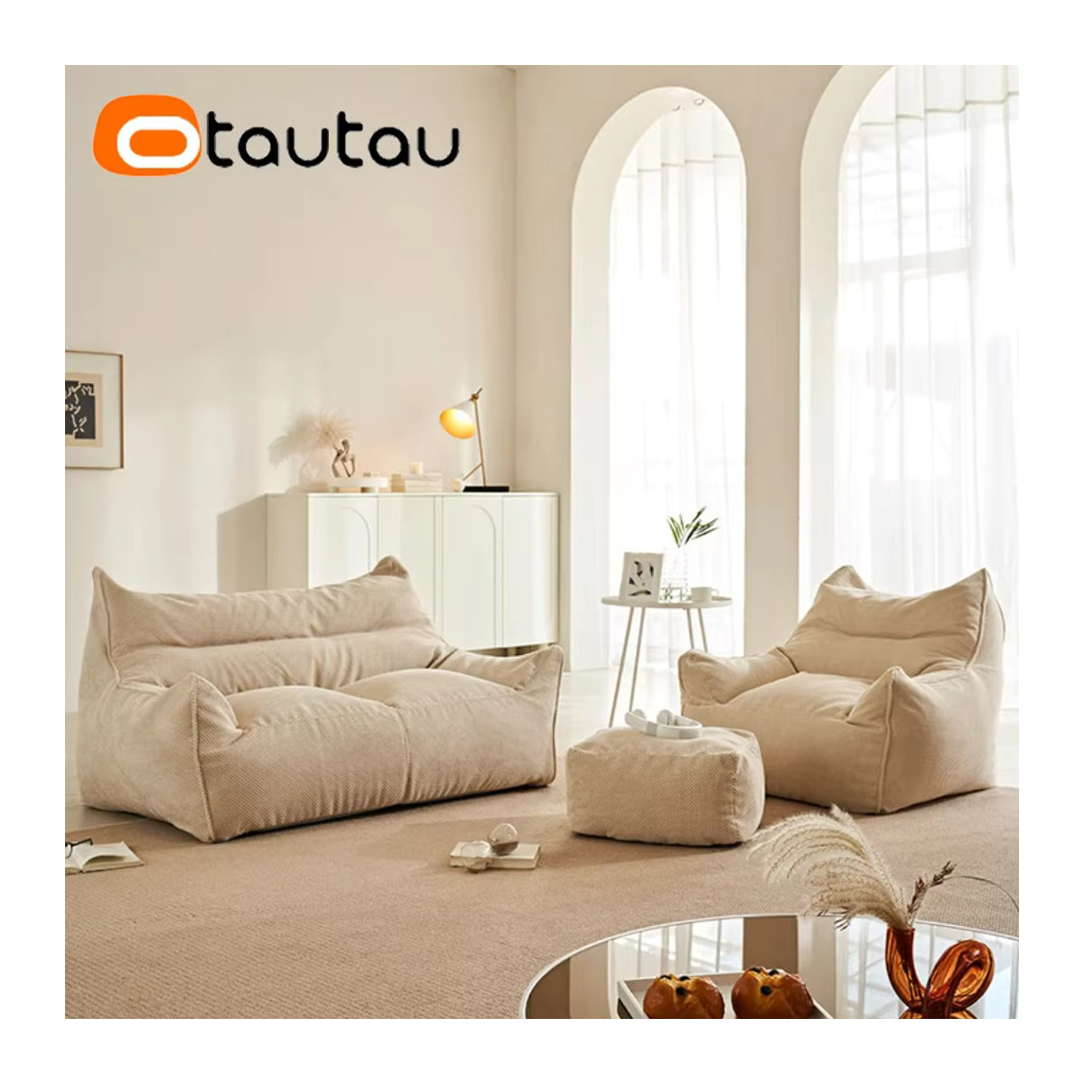 Otautau Waffel Sitzsack Bezug in Beige ohne Füllung - Bild 5