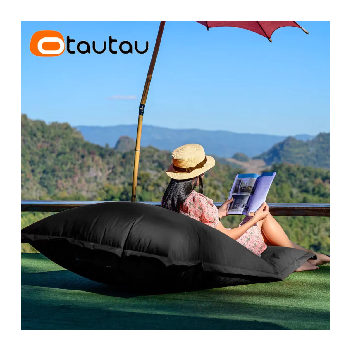 OTAUTAU Wasserdichte Sitzsack Abdeckung aus Oxford für Outdoor und Pool in Gelb - Bild 2