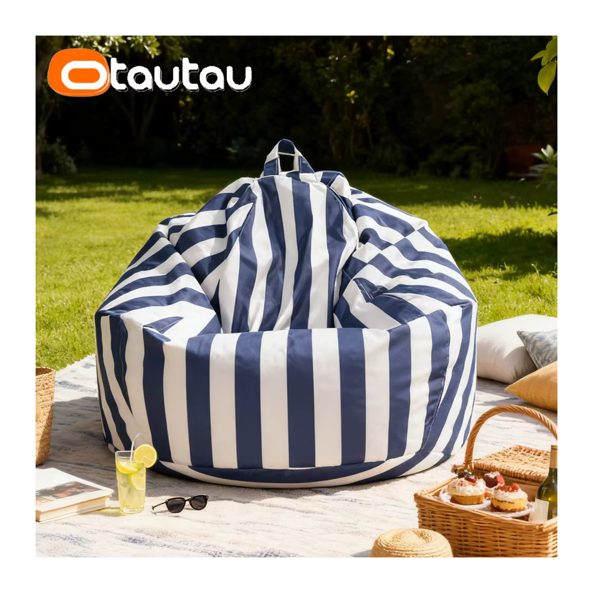 OTAUTAU Wasserdichte Sitzsack Abdeckung für Outdoor und Garten in Grün oder Blau ohne Füllung - Bild 3