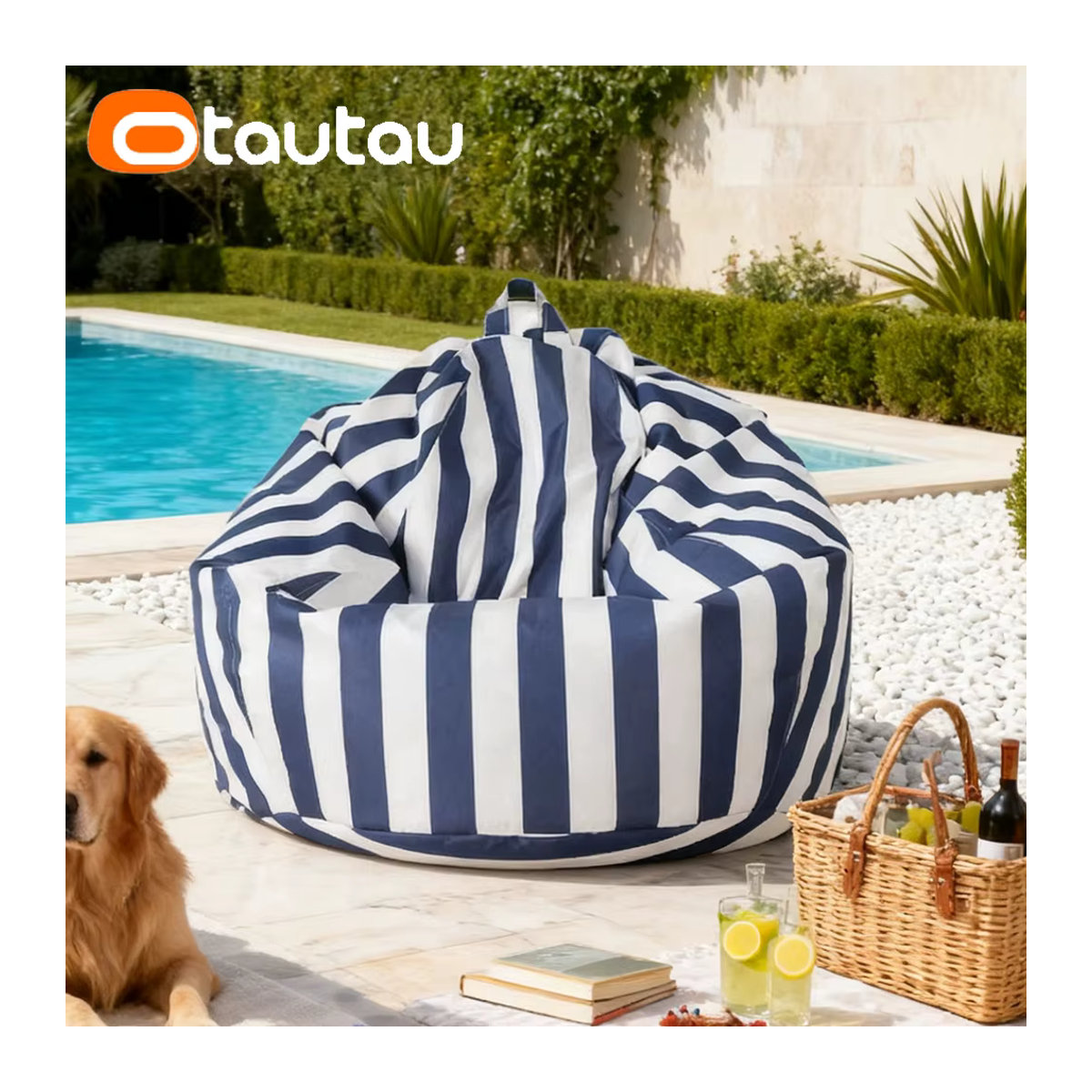 OTAUTAU Wasserdichte Sitzsack Abdeckung für Outdoor und Garten in Grün oder Blau ohne Füllung - Bild 5