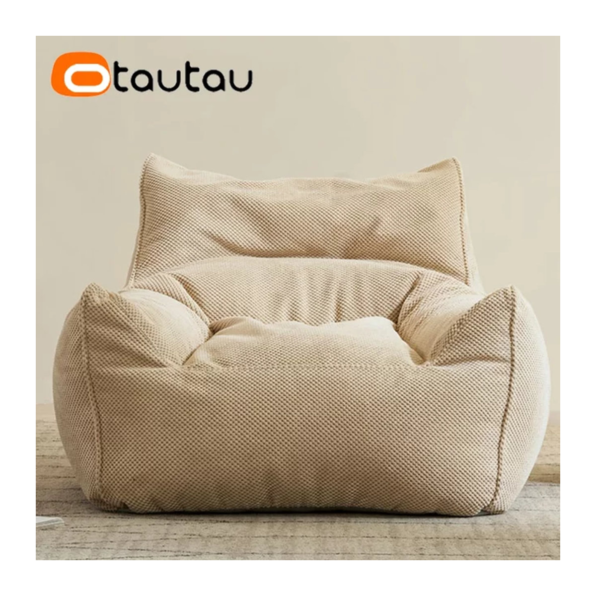 OTAUTAU Weiche Waffel Sitzsack Couch Abdeckung ohne Füllstoff für Boden und Ecke in Grau und Beige SF183 - Bild 1