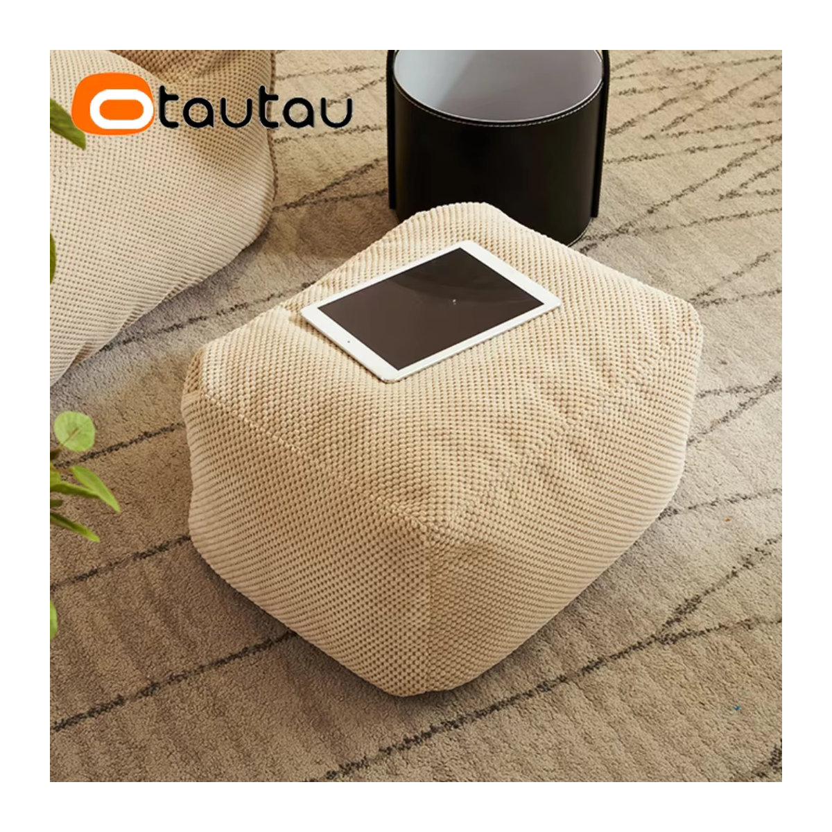 OTAUTAU Weiche Waffel Sitzsack Couch Abdeckung ohne Füllstoff für Boden und Ecke in Grau und Beige SF183 - Bild 3