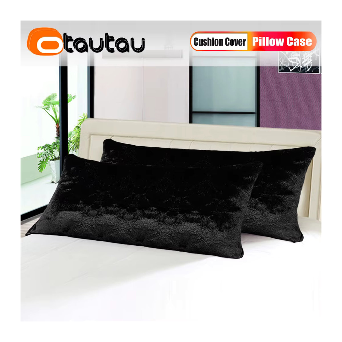 Otautau Weicher Plüsch Kissenbezug für Sofa, Bett oder Auto in Schwarz - Bild 5