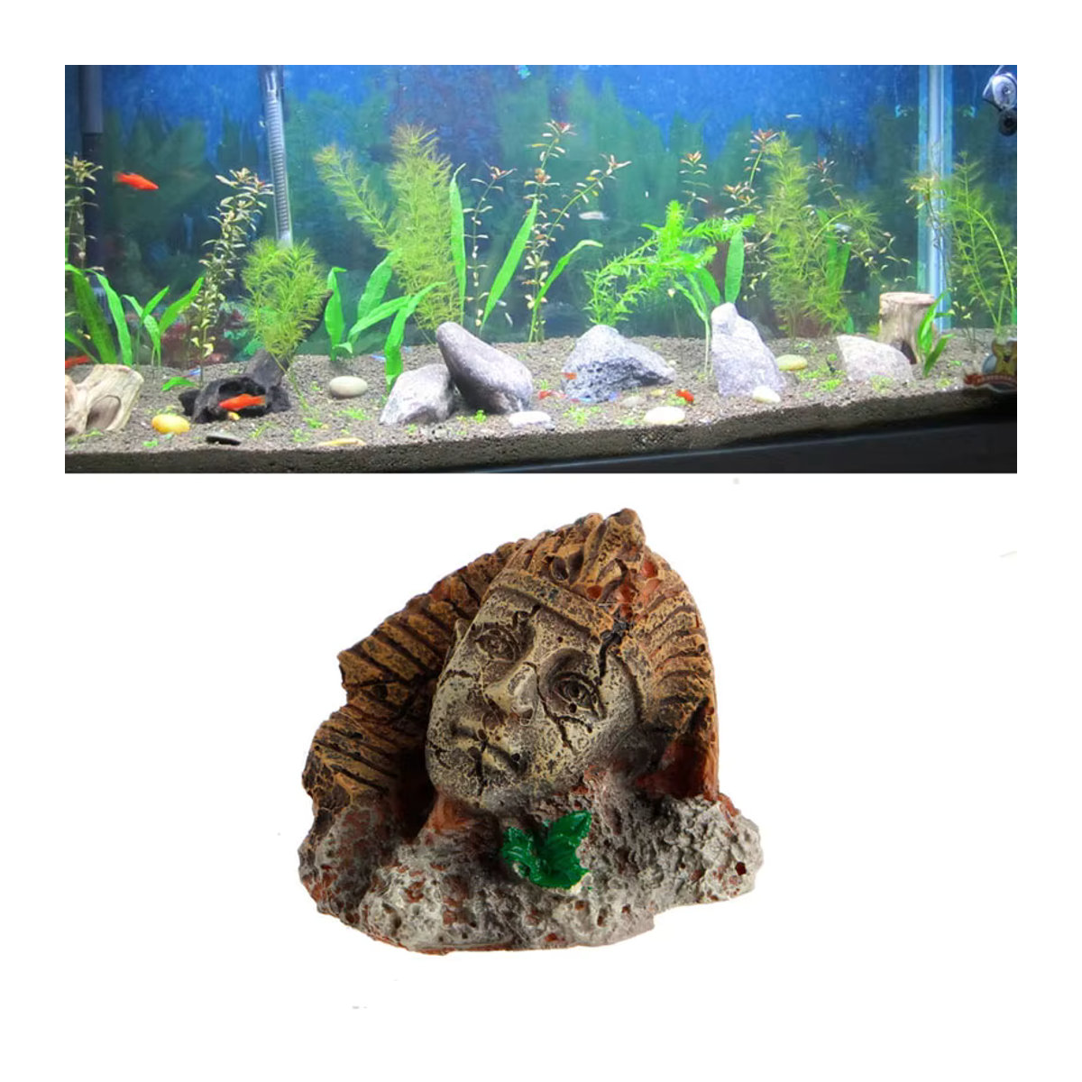 Otmagelu Pharao Gesichtssäule Statue aus Harz im römischen Stil als Aquarium Dekoration - Bild 2