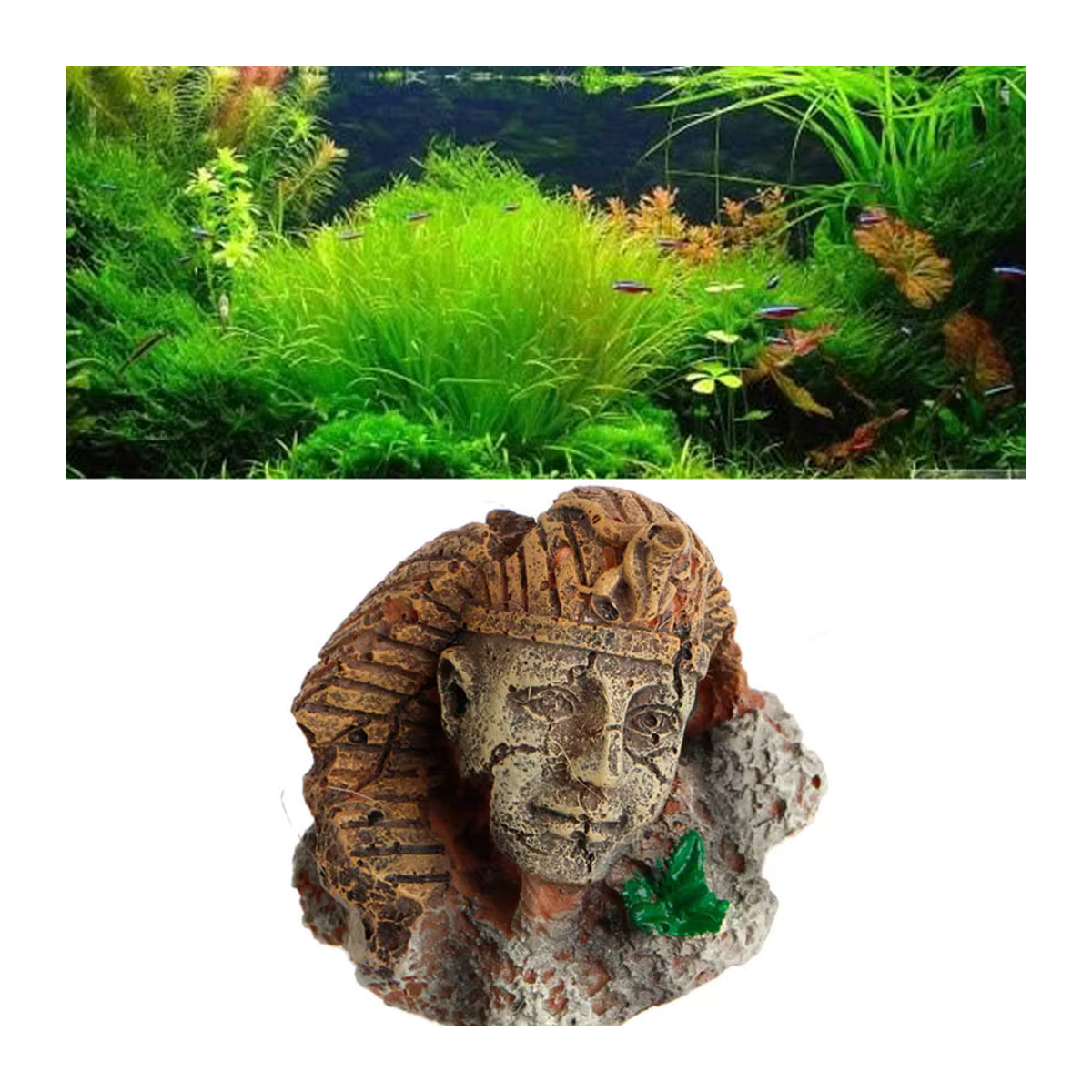 Otmagelu Pharao Gesichtssäule Statue aus Harz im römischen Stil als Aquarium Dekoration - Bild 3