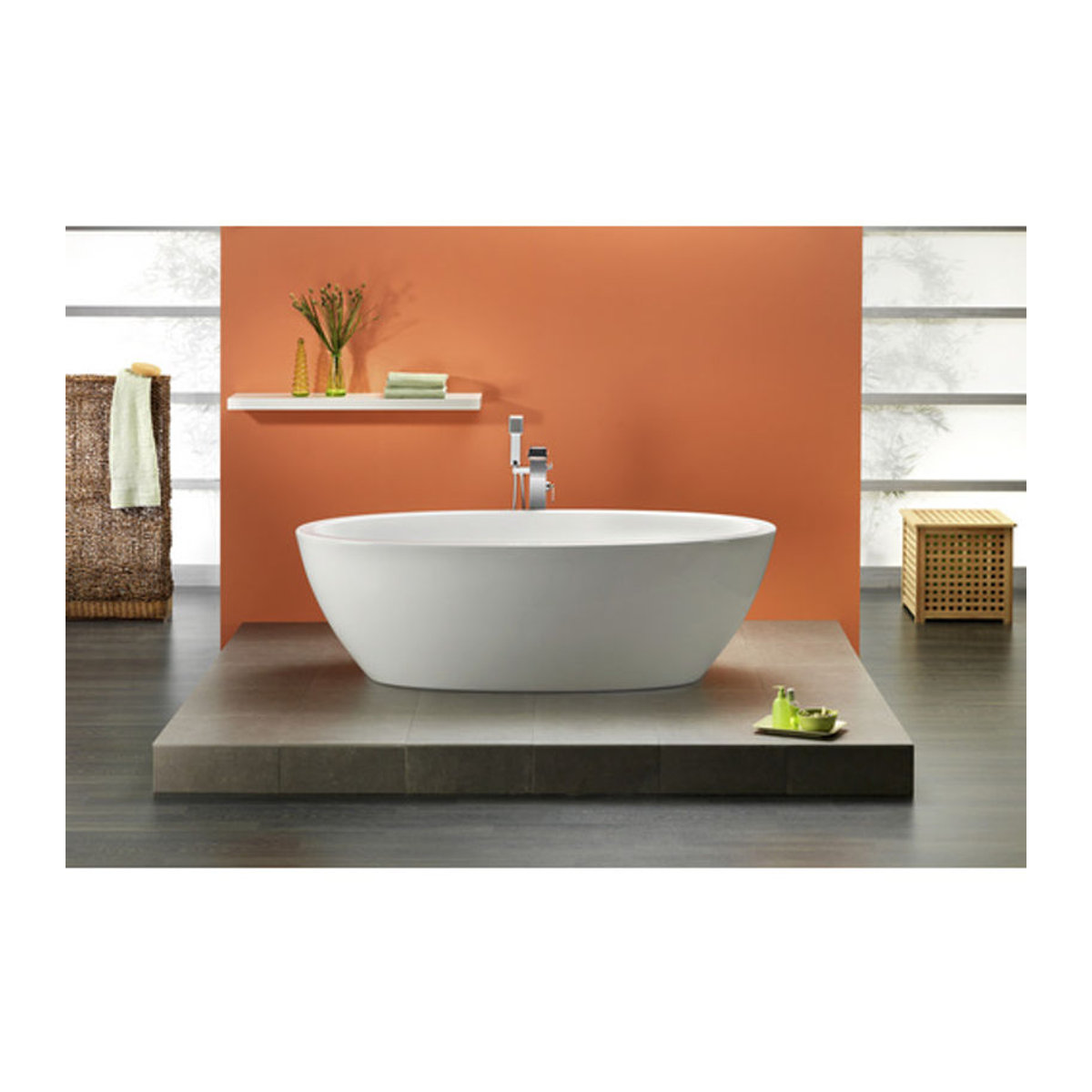 OTTOFOND Freistehende Badewanne Latina aus Acryl, Oval, Weiß, B/H/L: 94 x 60 x 190 cm - Bild 2