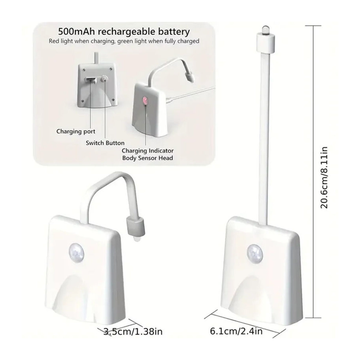 Ouelico LED-Toilettenleuchte mit automatischem Sensor in Weiß für moderne Badezimmer - Bild 2