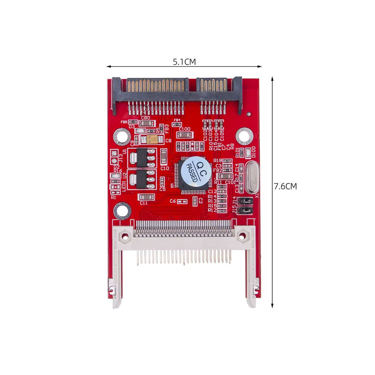 OULLX CF-Karte zu SATA-Adapter, kompakter Flash-Speicherkarte Typ I II auf 2,5 Zoll serieller ATA HDD-Festplattenkonverter, Rot - Bild 3
