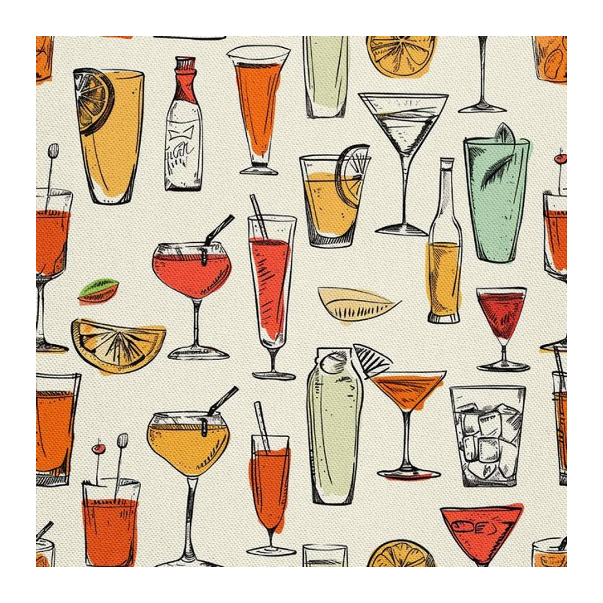 Outdoor Dekostoff Oxford mit Cocktail Motiv Dx8569 - Bild 1