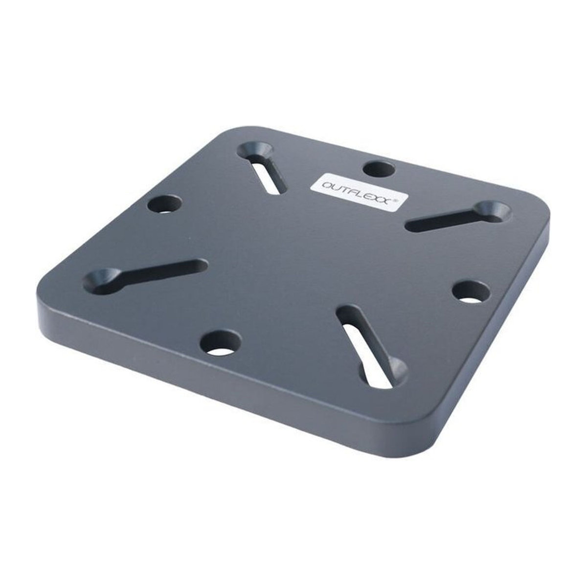 OUTFLEXX Adapterplatte für Schirmständer und Bodenanker aus Aluminium, Anthrazit, B/T/H: 16 x 16 x 1,5 cm, Lochabstand 64-113 mm - Bild 1