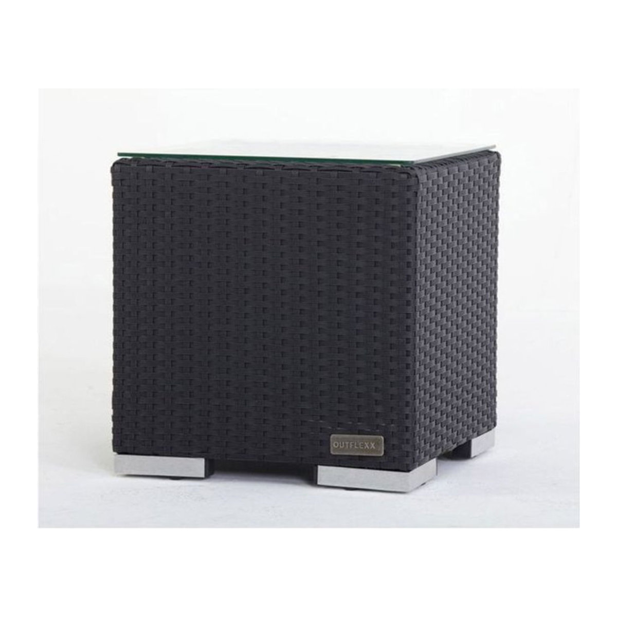 OUTFLEXX Beistelltisch aus Polyrattan mit Glasplatte und Aluminiumgestell, Schwarz, B/T/H: 40 x 40 x 40 cm - Bild 1
