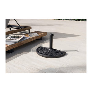OUTFLEXX Cambridge Schirmständer halbrund schwarz aus PE, Stahl und Beton, Durchmesser: 48 cm, 25 L, für Sonnenschirme mit Ø 38–48 mm
