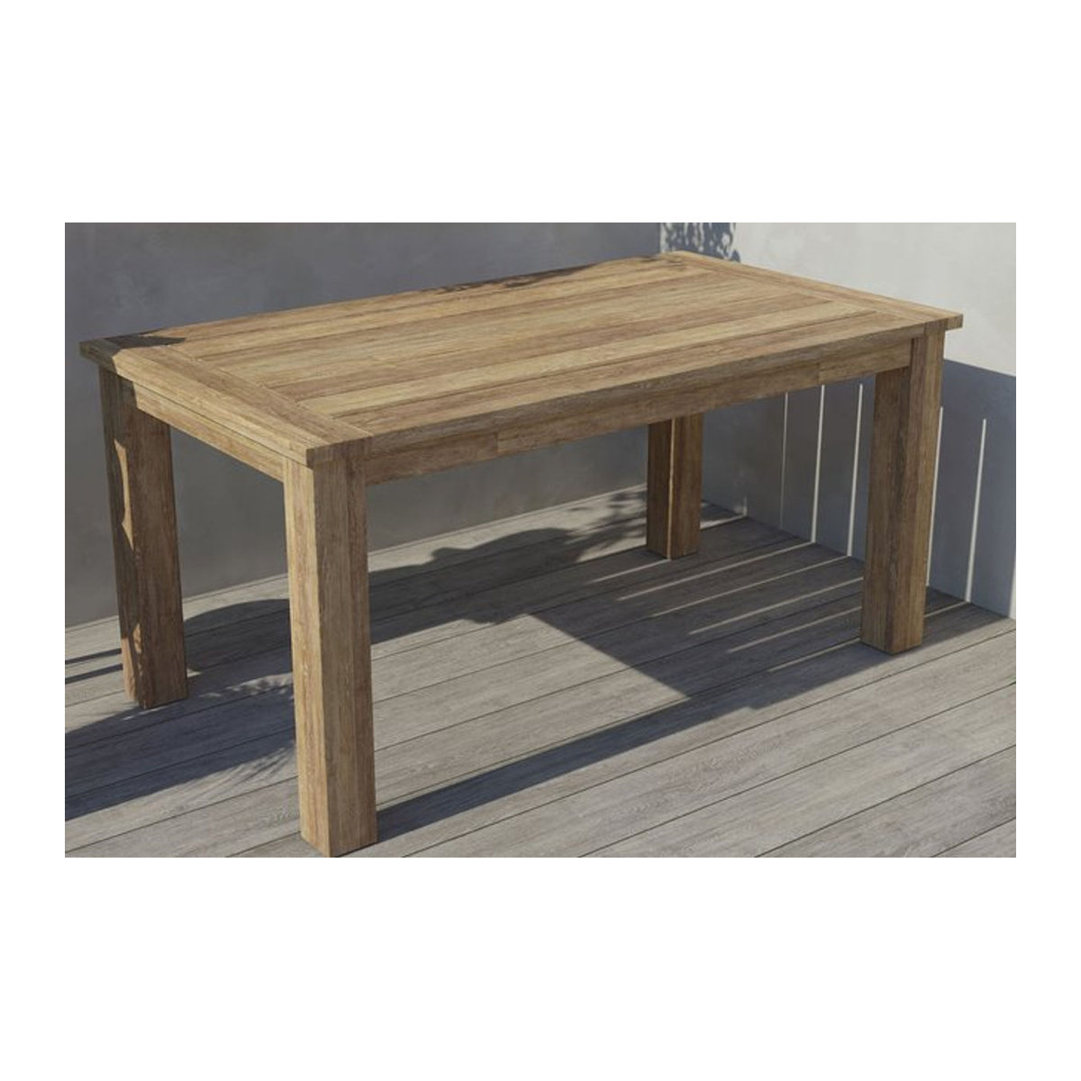 OUTFLEXX Esstisch aus recyceltem Teak-Massivholz in Natur, rechteckig, B/T/H: 160 x 90 x 77 cm - Bild 1