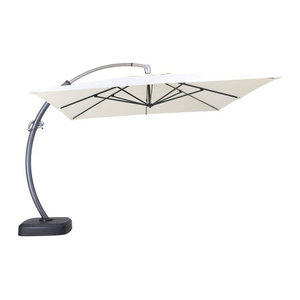 OUTFLEXX Luxus Ampelschirm in Anthrazit/Creme aus Edelstahl und Aluminium mit Schirmständer und Schutzhülle, B/T/H: 350 x 350 cm