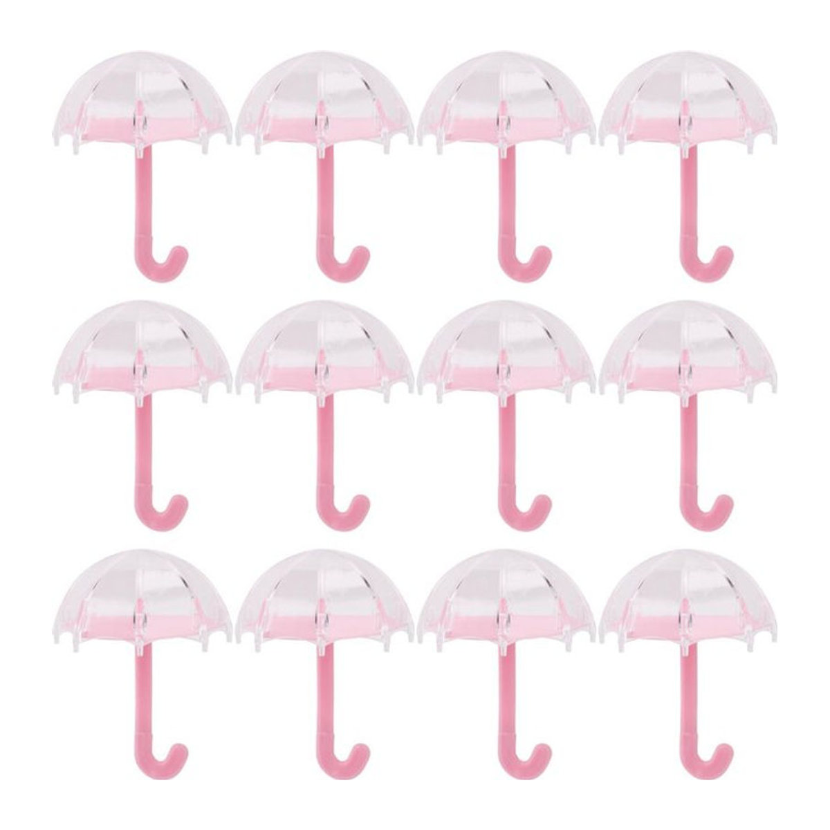 OutsideWorld 12er Set Regenschirm Form Süßigkeitenboxen aus Kunststoff in Rosa für Hochzeiten und Geburtstage - Bild 1