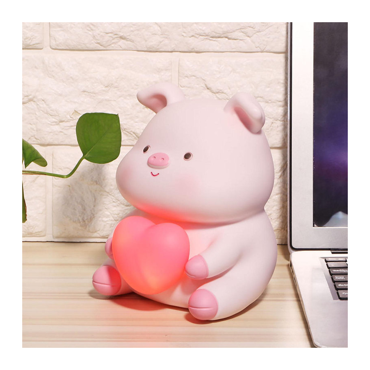 OutsideWorld Cartoon Sparschwein aus Glas und Kunstharz mit Nachtlicht in Rosa für Kinder und zur Heimdekoration - Bild 4