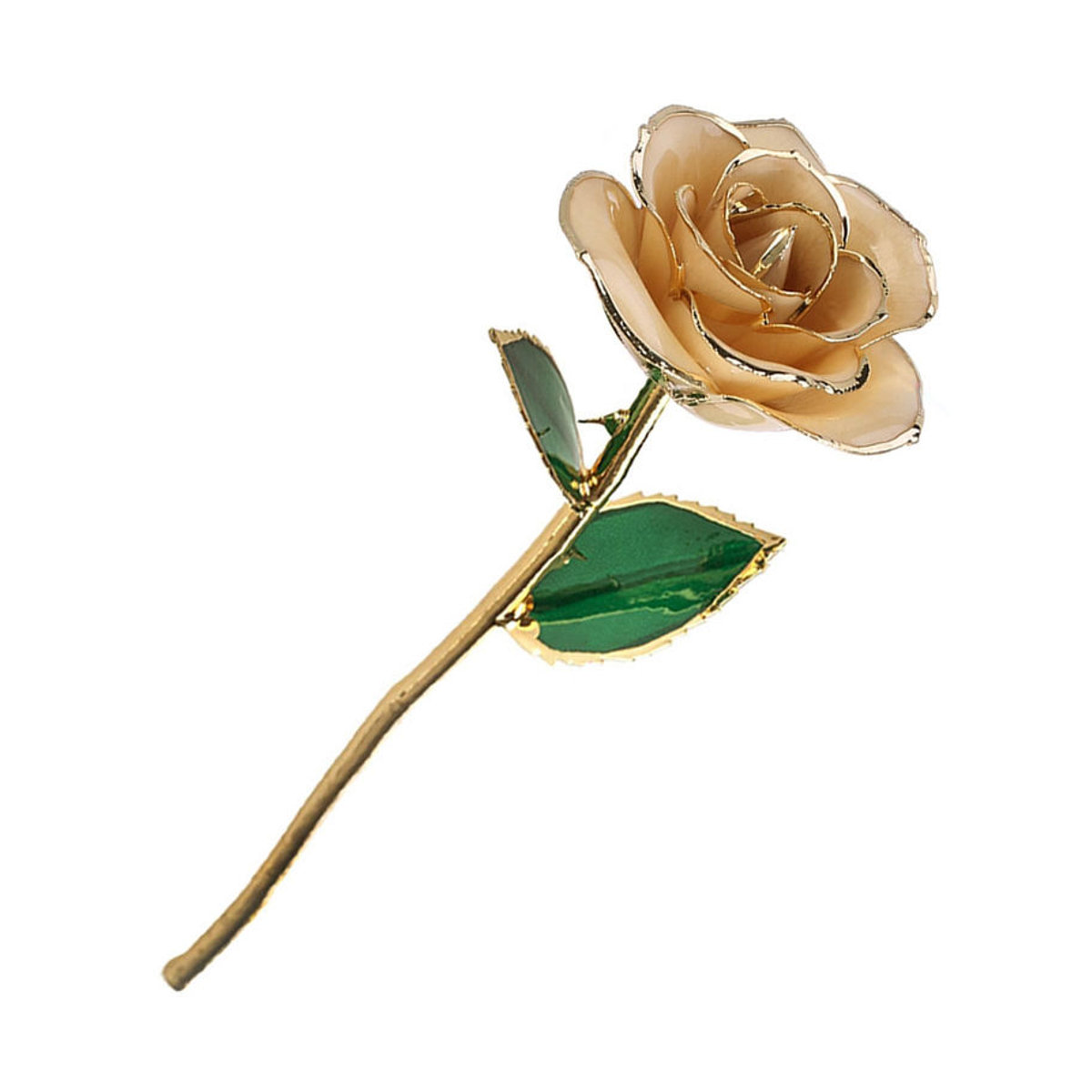 OutsideWorld Ornament Goldene Rose 24K vergoldet aus Metall und Kunstharz in Gold und Grün - Bild 2