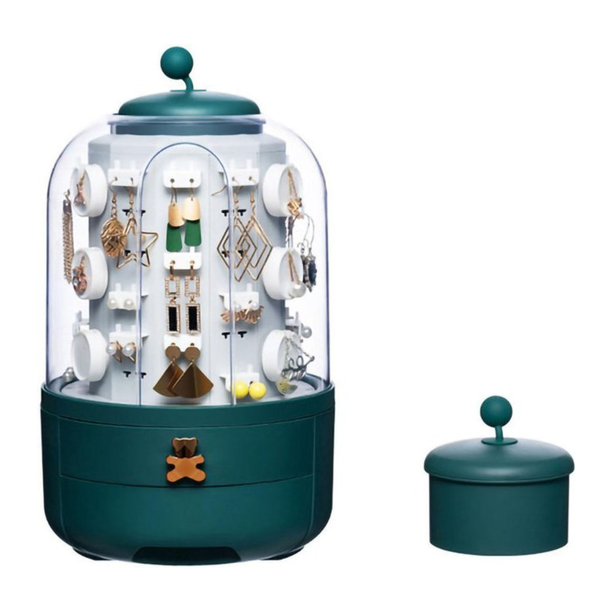OutsideWorld Schmuckaufbewahrungsbox aus Kunststoff in Grün mit Staubschutz und großer Kapazität für Ohrringe und Schmuck - Bild 1