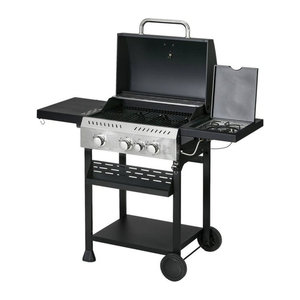 Outsunny Gasgrill aus Edelstahl und Metall in Schwarz und Silber, B/H/L: 52 x 101 x 123 cm