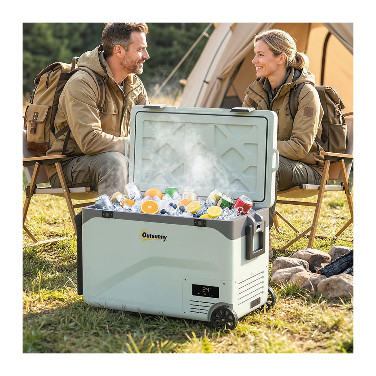 Outsunny Kompressor Kühlbox 42,5 L mit Bluetooth und LED in Grün - Bild 2