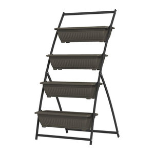 Outsunny Pflanzenständer mit 4 Etagen als Blumenregal in Braun, H x B x T: 162 x 79 x 76 cm, von Aosom