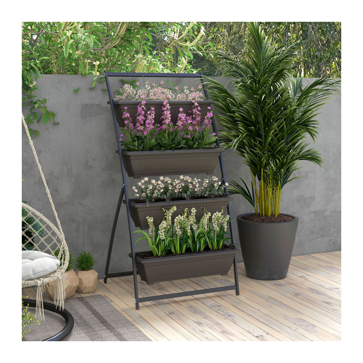 Outsunny Pflanzenständer mit 4 Etagen als Blumenregal in Braun, H x B x T: 162 x 79 x 76 cm, von Aosom - Bild 2