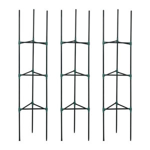 Outsunny Rankhilfe 3er-Set Pflanzenhalter aus Stahl in Grün für Kletterpflanzen und Tomatenkäfige B/T/H: 38 x 38 x 182 cm