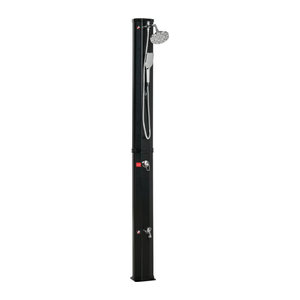 Outsunny Solardusche 35 Liter mit Wasserhahn, Regenduschkopf und Handbrause, Schwarz, H x B x T: 216 x 17,5 x 14,5 cm