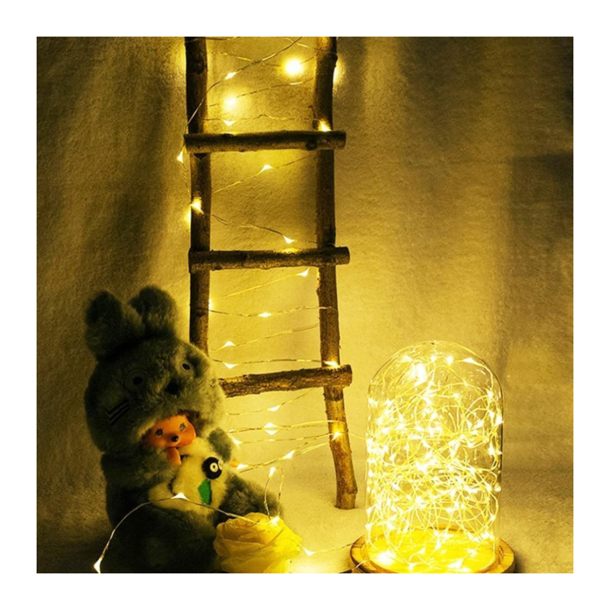 OuuZuu USB LED Lichterkette aus Kupferdraht in Silber, warm weiß, wasserdicht für Weihnachts-, Hochzeits- und Partydekoration - Bild 5